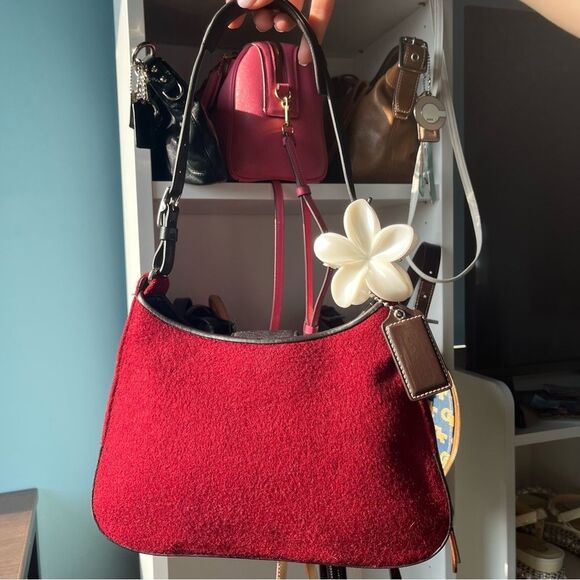 COACH Red Velvet Y2K Soho Hampton Hobo baguette Mini Bag 8142 Vintage - Picture 1 of 13